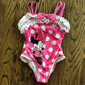 One Piece Girls Pink Disney Store 5/6 Mini Mouse Bathing Suit